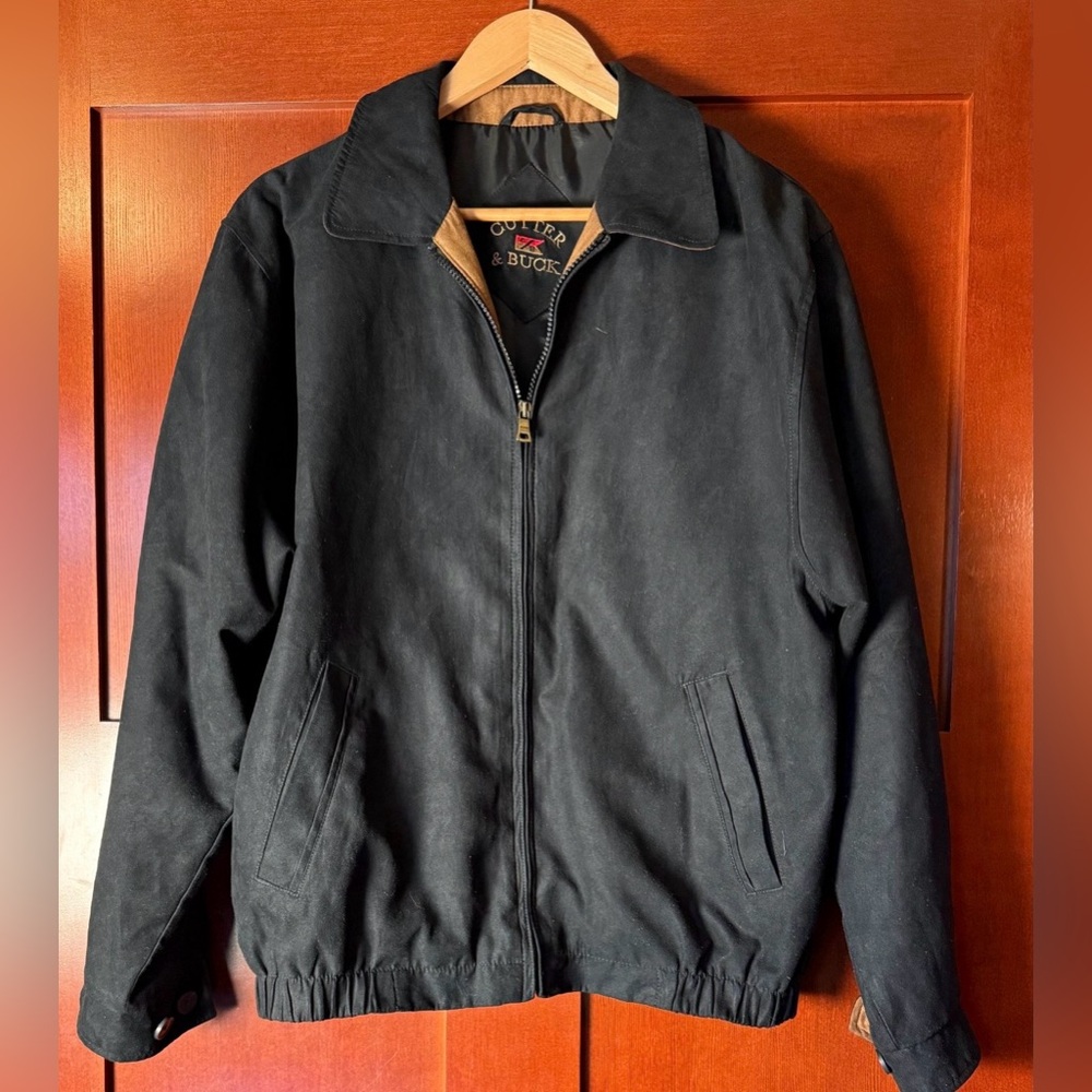 Cutter & Buck Men's Black Micro Suede City Bomber Jacket Size Medium